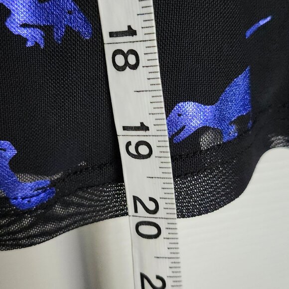 Modcloth x Dangerfield Blue Foil Dinosaur Sheer Black Dress - Picture 4 of 6